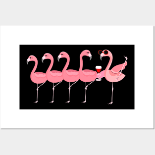 Wine And Flamingo Posters and Art